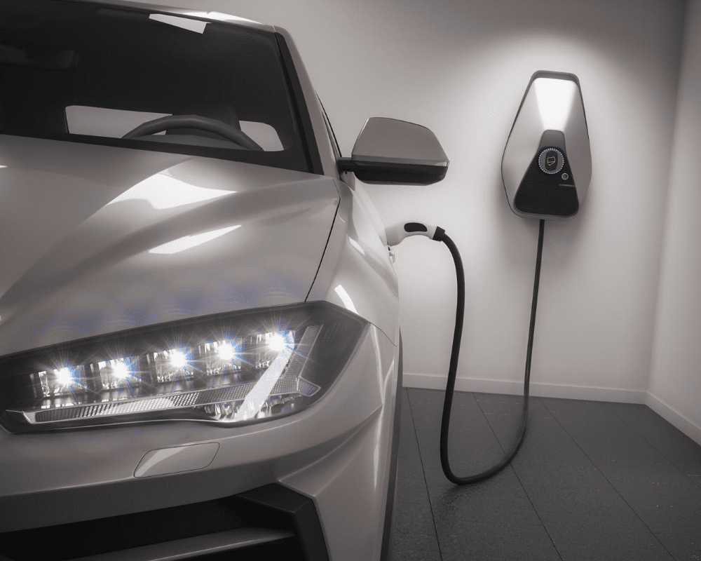 electrical ev vehicle plugged in at home