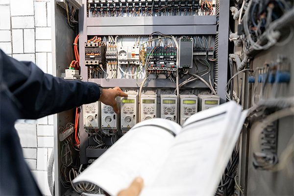 BPM Surrey electrician are checking the multimeter for industry